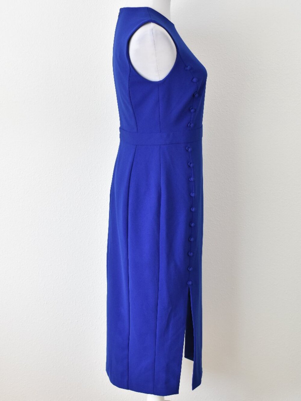 Calvin Klein Button Trim Side Slit Midi Sheath Dress - 4 - Picture 5 of 9